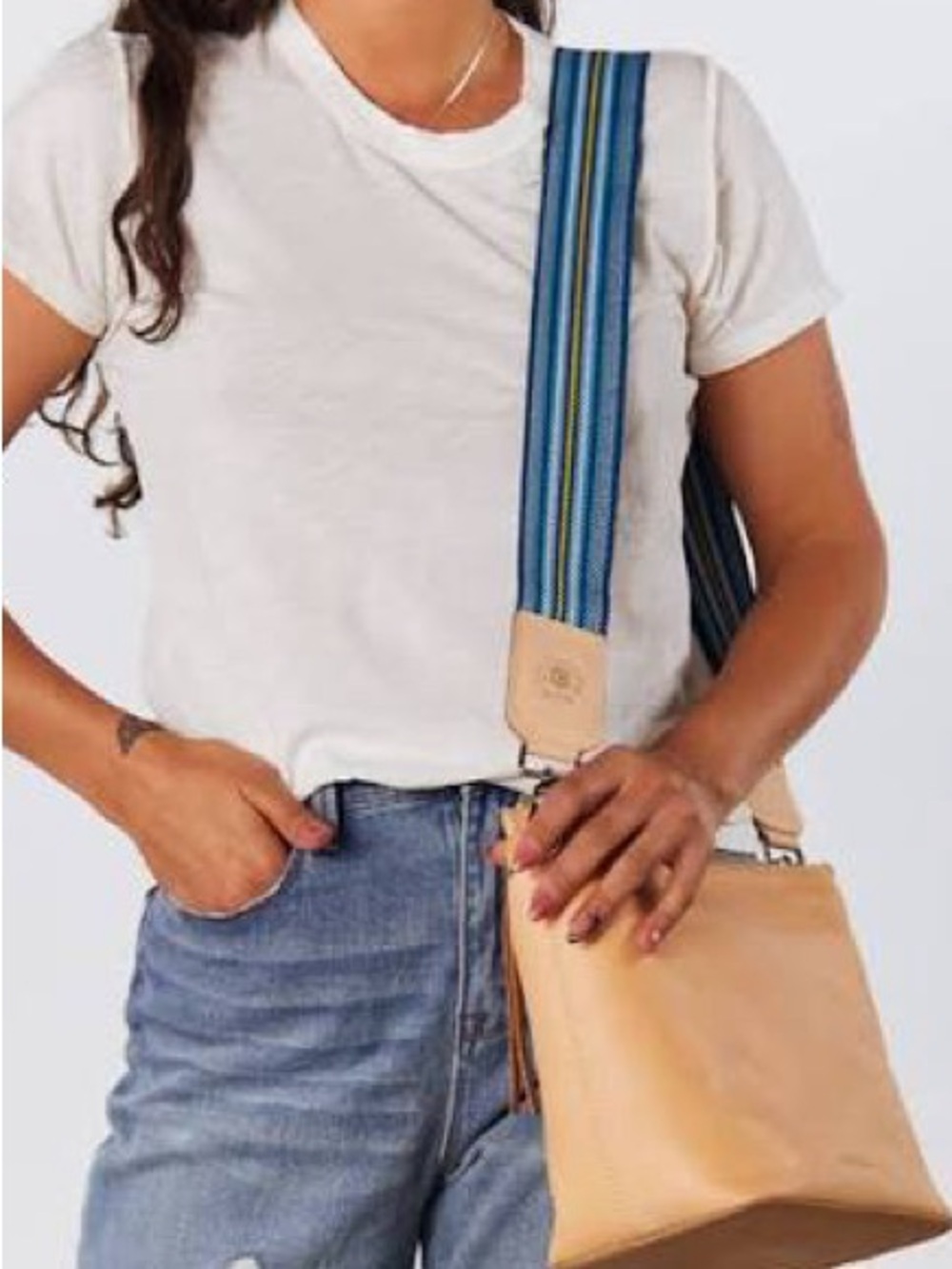 NWOT Consuela Chambray Webbing Crossbody Strap - Picture 6 of 15